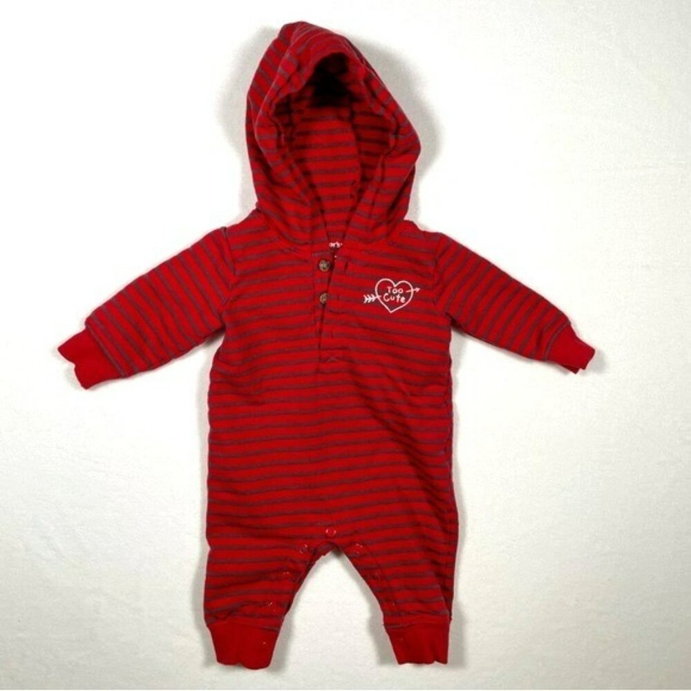 Carter's Baby Long-Sleeve Hooded One-Piece Jumpsuit Romper 3m Striped